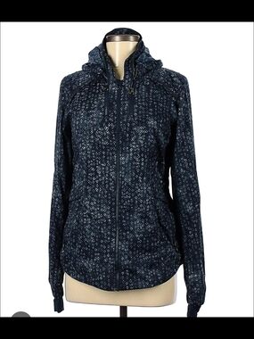 lululemon athletica Navy Patterned Hooded Bomber Jacket